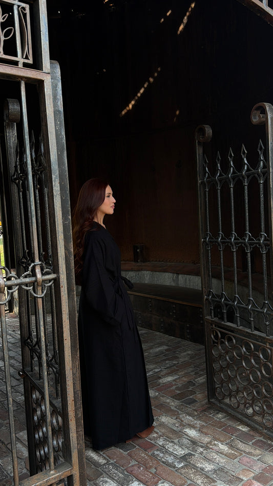 Tweed Coat Abaya- Black