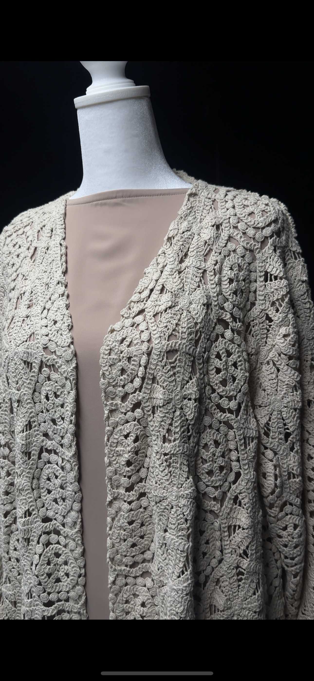 Oat Crochet Abaya Set