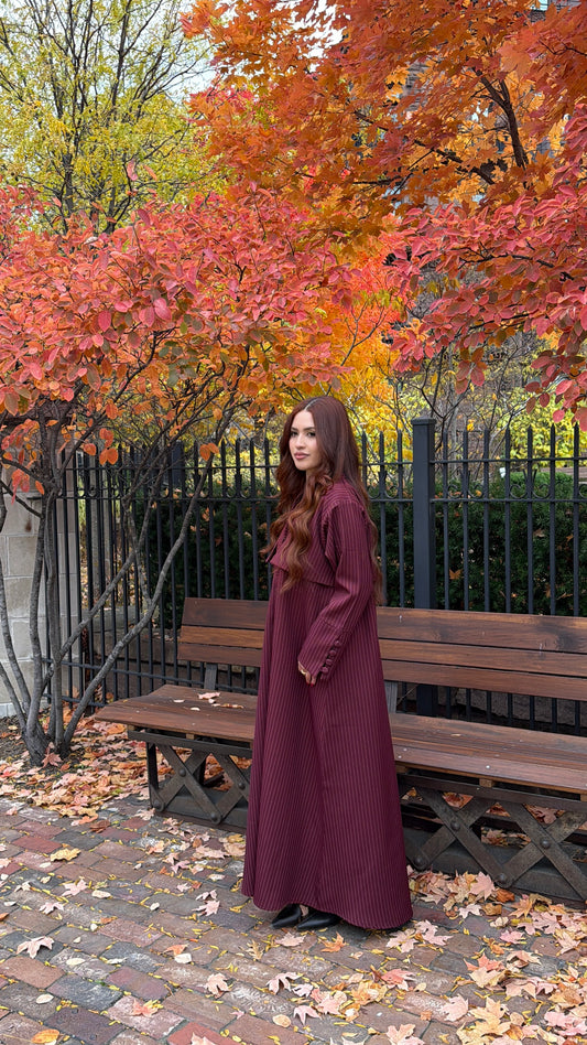 BLAZER TRENCH ABAYA- Burgandy