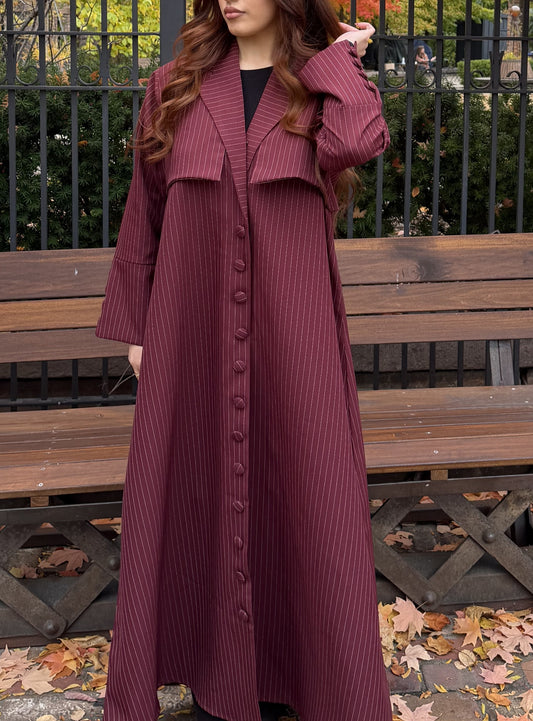BLAZER TRENCH ABAYA- Burgandy