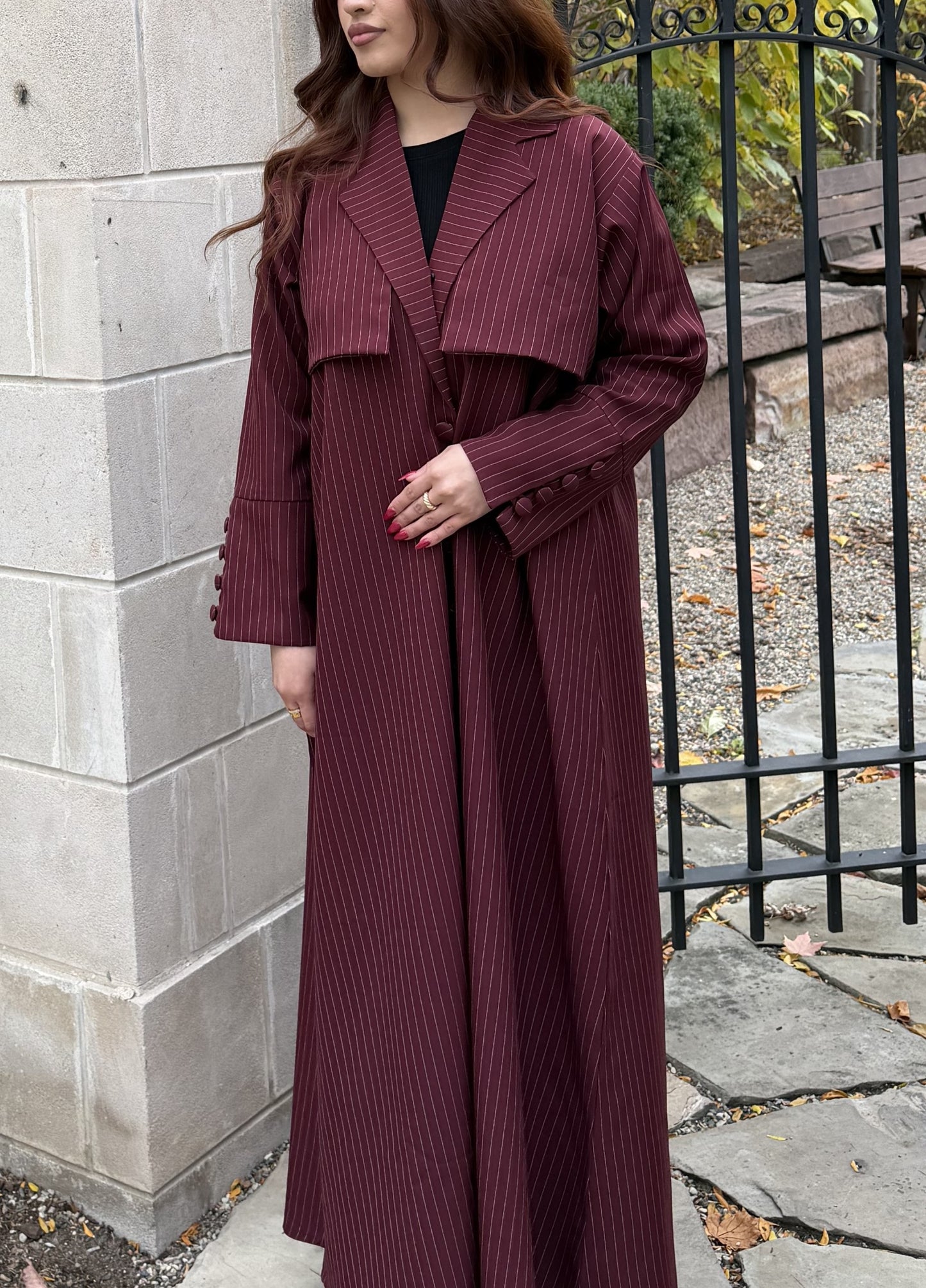 BLAZER TRENCH ABAYA- Burgandy